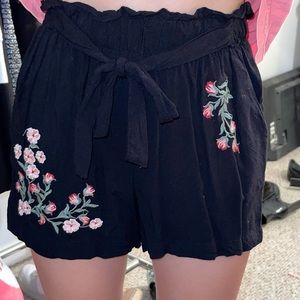 Black Flowy Shorts